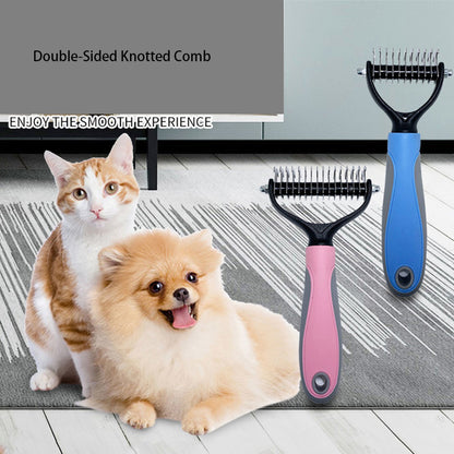 Pet Comb Cat And Dog Hair Removal Comb Brush Stainless Steel Double-Sided Knot Knife Hair Cleaning Comb Pet Grooming Supplies