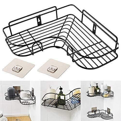 Drill-Free Bathroom Corner Shelf with Adhesive – Stainless Steel Organizer ( Pack of 1 )