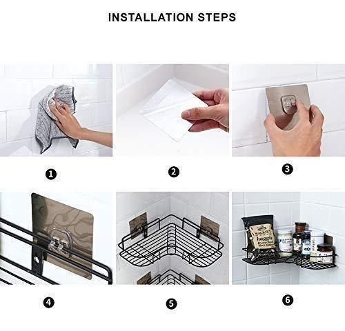Drill-Free Bathroom Corner Shelf with Adhesive – Stainless Steel Organizer ( Pack of 1 )
