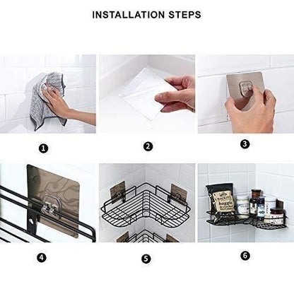 Drill-Free Bathroom Corner Shelf with Adhesive – Stainless Steel Organizer ( Pack of 1 )