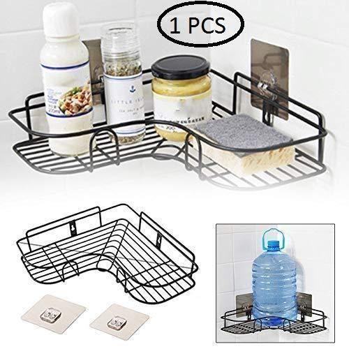 Drill-Free Bathroom Corner Shelf with Adhesive – Stainless Steel Organizer ( Pack of 1 )