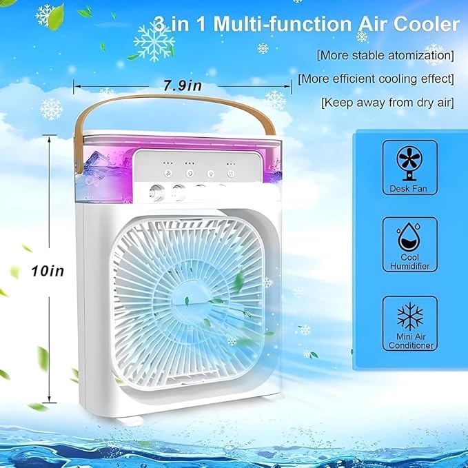 Portable Mini Air Cooler with Mist & LED Light