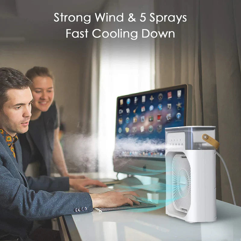 Portable Mini Air Cooler with Mist & LED Light